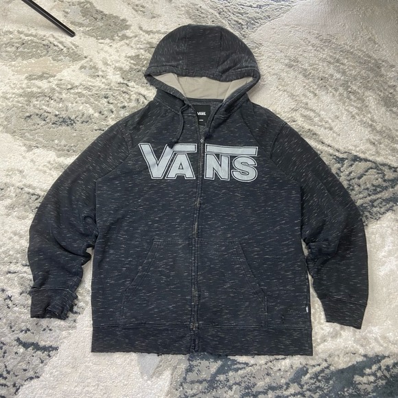 Vans Other - Vintage Y2K Vans Mens L thrashed Dark Grey Heather Full Zip Logo Hoodie